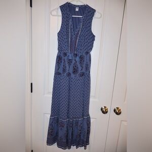 Old Navy Sleeveless Boho Maxi Dress – Blue with Tassel Detail – Size XS